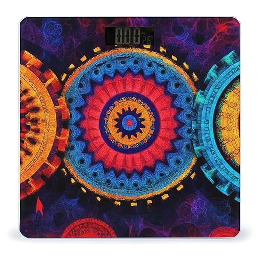 Women's Fashion Automatic Switch Digital Bathroom Weighing Scale Smart Scale Ancient Indian Trippy Mandala Colorful Dark Eyes Vintage Art