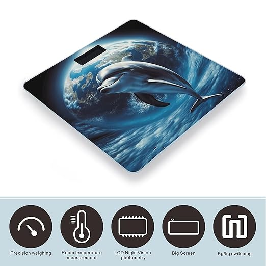 Dolphin Earth Bathroom Scale for Body Weight Bathroom Weighing Scale with Backlit LCD Display Highly Accurate Measures Weight Up to 180kg