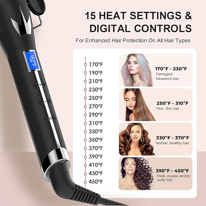 Three Barrel Curling Iron 1.1 Inch for Soft Mermaid Waves AIMERVO Hair Crimper 15 Adjustable Heat Settings with LCD Temperature Display Tourmaline Ceramic Deep Waver Includes Heat Resistant Glove