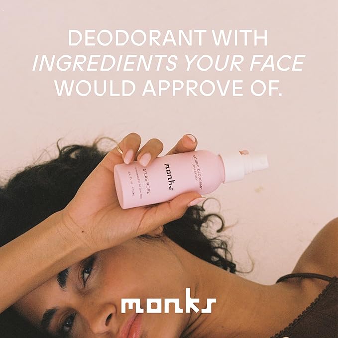 MONKS Whole Body Natural Deodorant Spray - For Women and Men Aluminum-Free Baking Soda Free Probiotics Organic AHA’s Pure Essential Oils (Yuzu Santo)