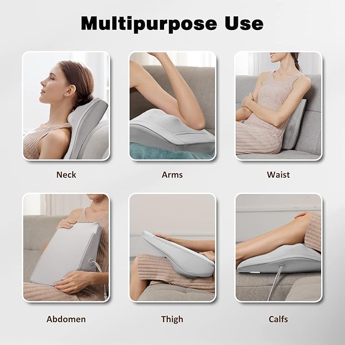 Boriwat Neck and Shoulder Massager with Heat Shiatsu Massage Pillow with 3D Deep Tissue Kneading for Back Legs Foot Body Pain Reliefat Home Office Car for Mom &amp Dad