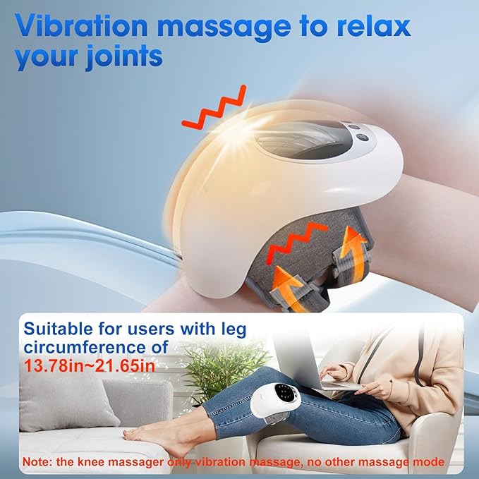 Cordless Knee Massager with Heat 3-in-1 Smart Portable Knee Massager with Multi-Function LED Screen 3 Vibration Modes and Heating Levels LED Vitality Joints Massager Gifts for ElderMom Dad