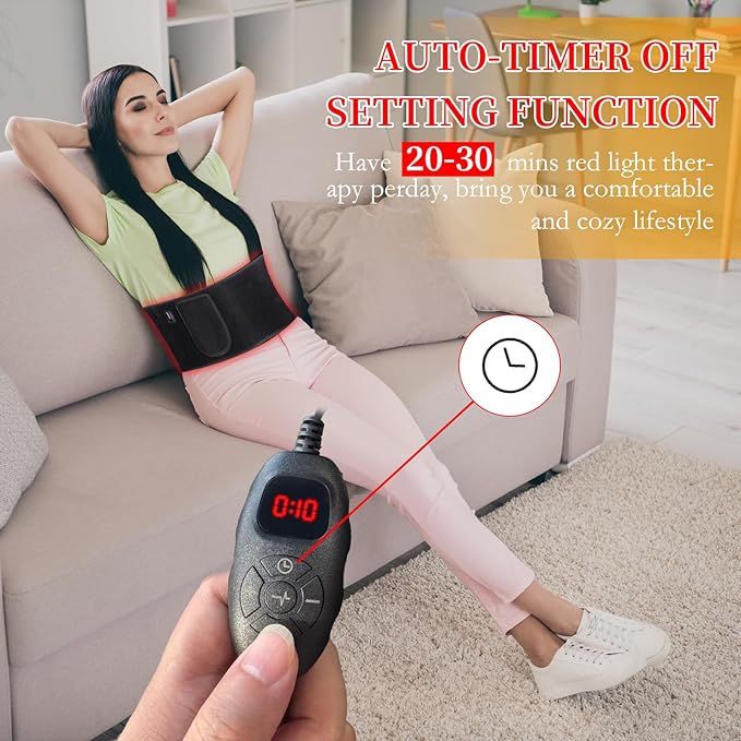 Red Light Belt Near Infrared Light Belt for Legs Back Waist Shoulders Neck 660nm and 850nm Red Light Wrap with Timing Settings 5 Light Modes (Black)