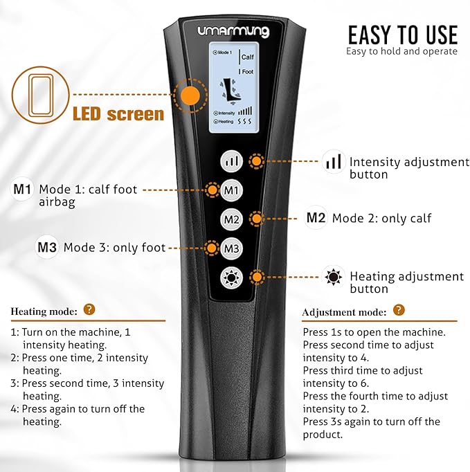 UMARMUNG Air Compression Leg Massager with Heat Gifts for Women Men Mom Dad Leg Foot Massager Gift for Christmas Fathers Day Mothers Day Vericose Veins Edema Muscle Fatigue Cramps Swelling