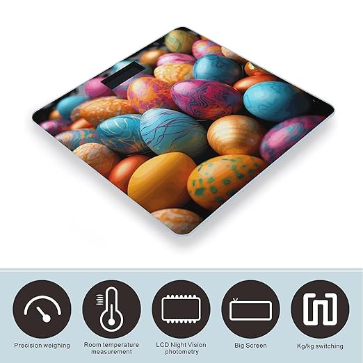 Easter Day Colorful Eggs Scale for Body Weight Smart Scales Digital Bathroom Scale High Precision Weighing Scales with Large Display Weighing Machine for People