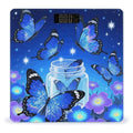 Blue Glitter Butterfly Weight Scale Large Digital Bathroom Scales with Bright LED Display Non Slip Digital Scale and Step On Fashion Weighing Machine for Body