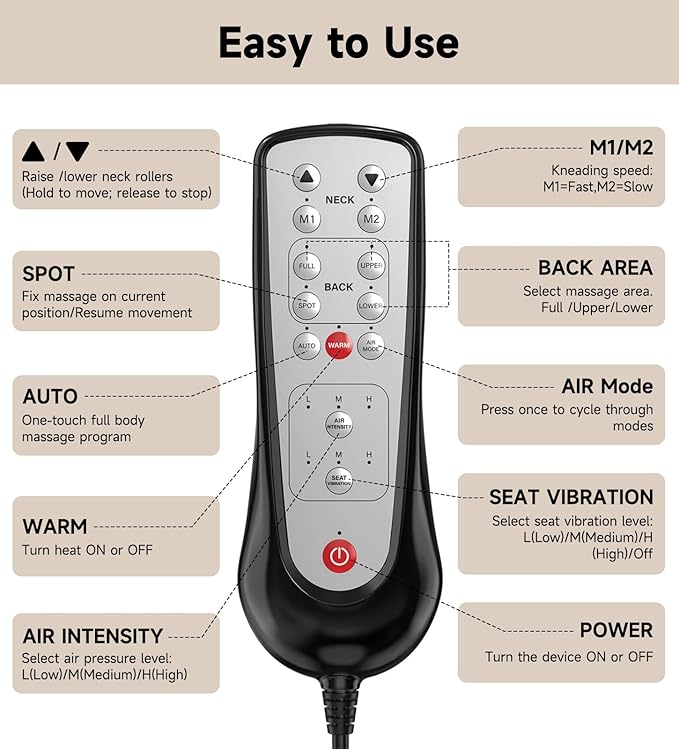 Elite Shiatsu Back &amp Neck Massage Chair Pad/Seat Cushion with Heat – 4D Kneading Vibration Compression Motorized Neck Height Lumbar Airbag Massage Premium Upholstery Deep Tissue Office Gra