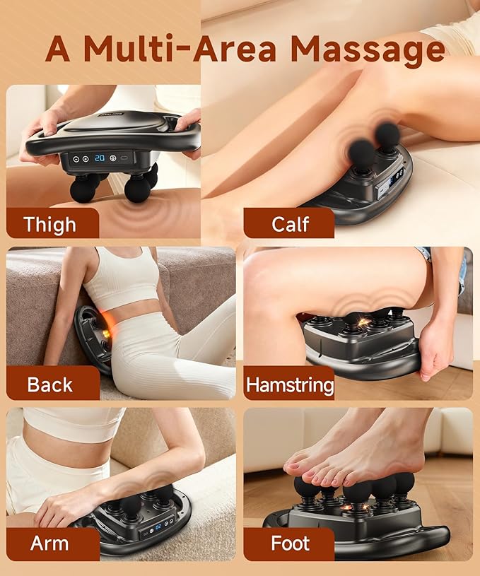 AERLANG Massage Gun Deep Tissue 6 Head Muscle MassagerBack Massager for Pain ReliefPercussion Massage Tool Handheld Messager with 9 Levels &amp 4 Modes Christmas Gifts White Elephant Gifts for Adul