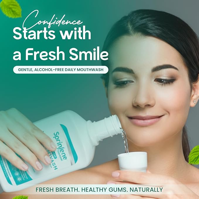 SprinJene Customer Favorite's Oral Care Bundle – Natural Toothpaste &amp Alcohol-Free Mouthwash Set Fluoride Free SLS Free Black Seed Oil &amp Zinc Formula Premium Value Essentials Duo Pack