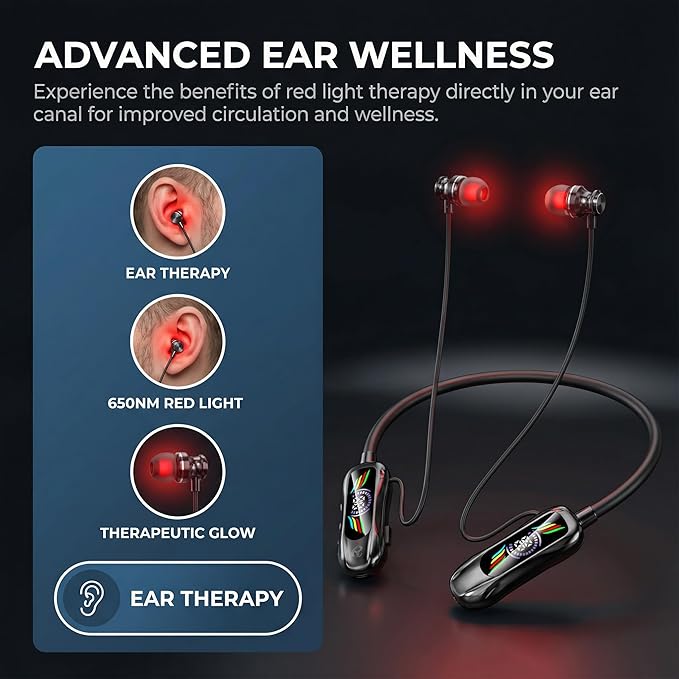 2-in-1 Red Light Therapy Device for Nose &amp Ears Canal Silicone Cover and Nasal Silicone Sleeve 2 in 1 Neck Hanging Earbuds Portable Wirless Light-Weight