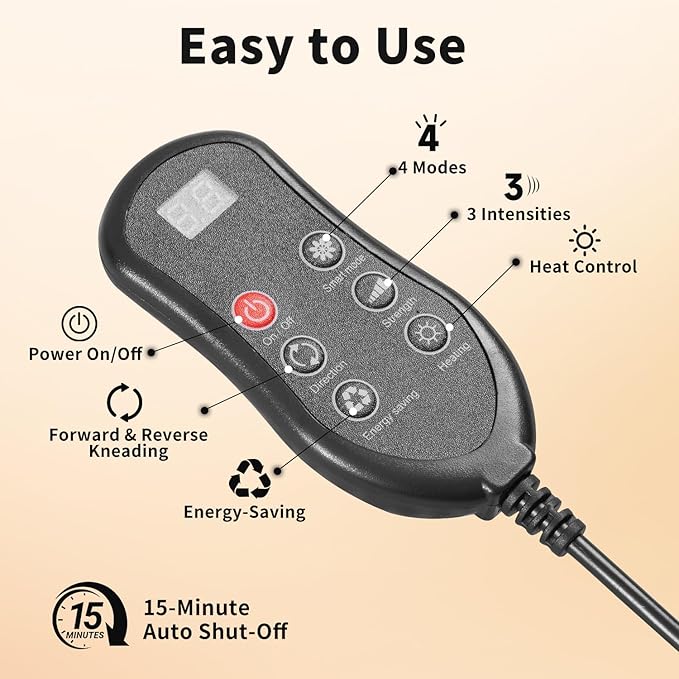Firebrighting Electric Back Massager with Heat for Office Chair - Shiatsu Deep Kneading Massage Pillow Back Comfort Support for Meetings and Reading Adjustable StrapGifts for Dad Mom Men Women