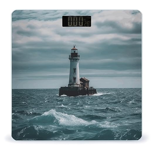 Lighthouse OceanScale for Body Weight with LCD High Precision Weighing Scales Fashion Sturdy Tempered Glass Weight Scales Easy-to-Read Digital Bathroom Scale for Daily 400lb
