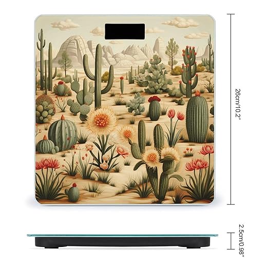 Cactus and Other Patterns Scale for Body Weight Highly Accurate Digital Bathroom Scale Sturdy Tempered Glass Weighing Scales with LCD Display Fashion Body Fat Smart Scales 400lb