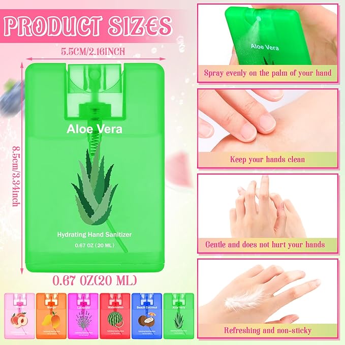 Dansib 24 Pack Hand Sanitizer Spray Bulk Travel Size Hand Sanitizer Mini Pocket Spray Gifts for Coworker Staff Teacher Holiday Favor(Bright24 Pcs)