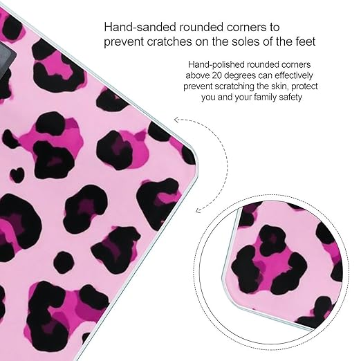 Smart Scale for Body Weight Digital Bathroom Weighing Scale Energy Saving Scale Cheetah Leopard Print Pink Floral