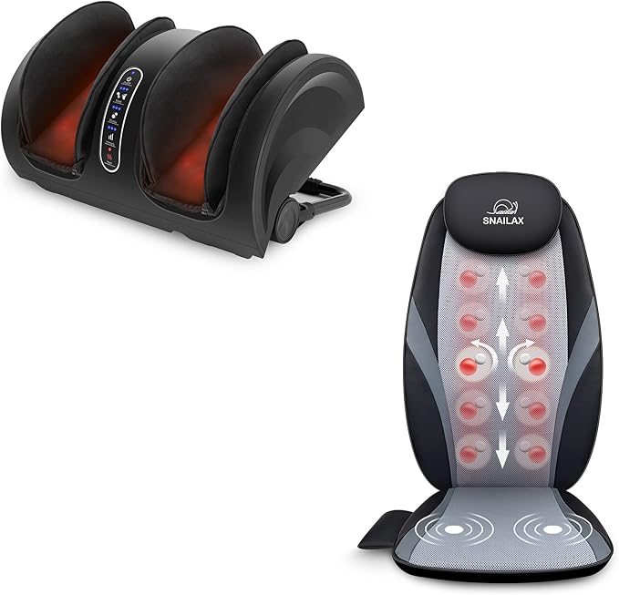 Snailax Shiatsu Massage Cushion with Heat Massage Chair Pad Kneading Back Massager for Home Office Seat use Foot Massager Machine with Heat