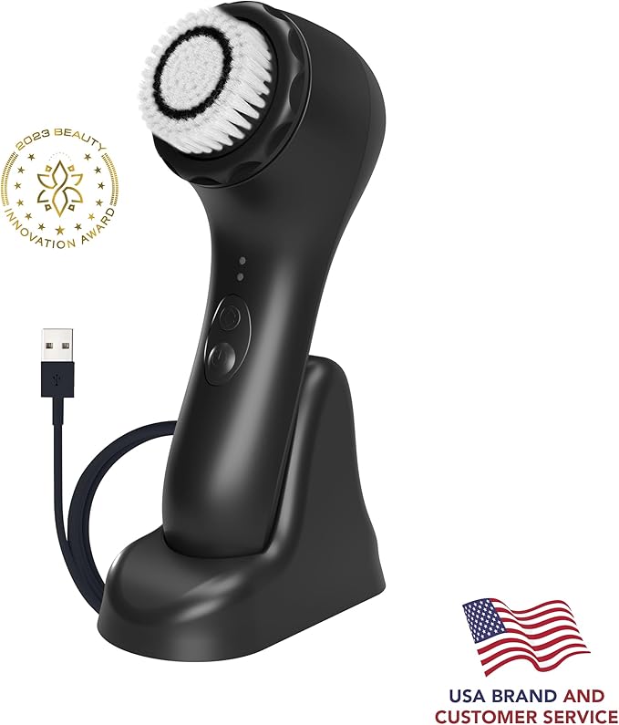 Spa Sciences - NOVA - Sonic Cleansing Brush with Bristles &amp Infusion System – Anti-Aging Facial Exfoliating Waterproof and USB Rechargeable