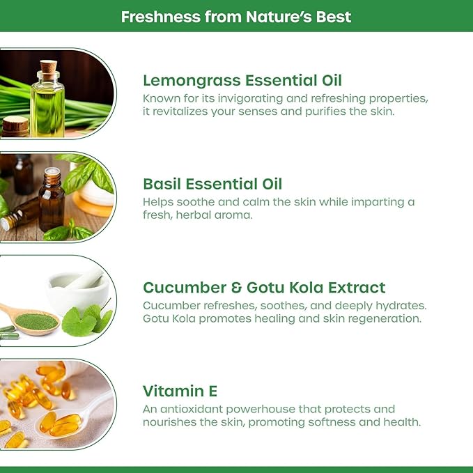 HS Lemongrass &amp Basil Body Wash Cleanses Nourishes and Refreshes | Hydrates and Softens Skin | Natural-Glow | 200ml.