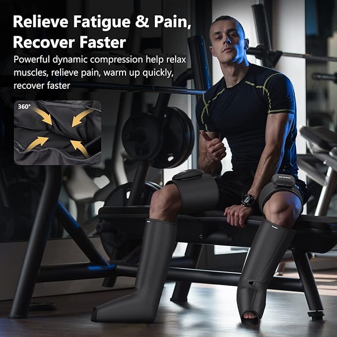 FIT KING Cordless Compression Boots Full Leg Compression Massager Rechargeable Portable Foot and Calf Massager for Circulation Pain Relief &amp Fast Recovery No External Long Hoses | Xmas Gift