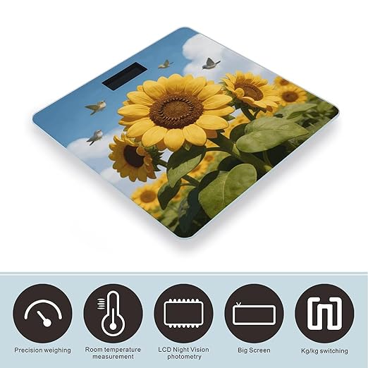 Blossoms in Spring Smart Scale for Body Weight Digital Bathroom Scale Toughened Glass Weight Scale with Large LCD Backlight Display High Precision Scales Weighing Machine