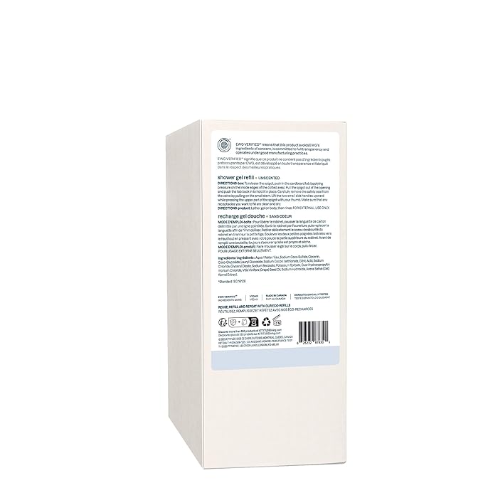 ATTITUDE Body Wash for Sensitive Skin EWG Verified Shower Gel Soothing Oat Dermatologically Tested Plant and Mineral-Based Vegan Personal Care Unscented Bulk Refill 67.6 Fl Oz