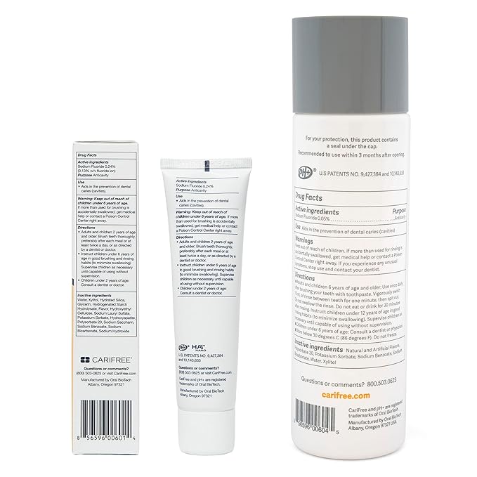 CariFree Gel 1100 and Maintenance Rinse Citrus Bundle Hydroxyapatite Toothpaste | Fluoride Mouthwash| Neutralizes pH | Freshens Breath and Moistens