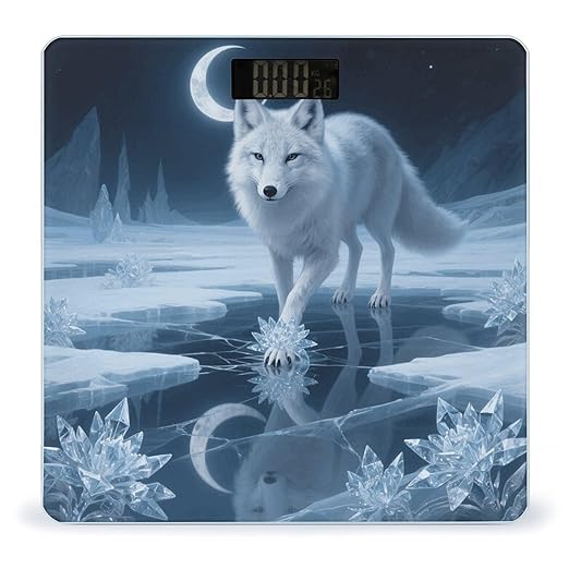 Moonlight Silver Fox Scale for Body Weight Sturdy Tempered Glass Weighing Scales with LCD Display Accurate Digital Bathroom Scale Convenient Body Fat Smart Scales Easy Read
