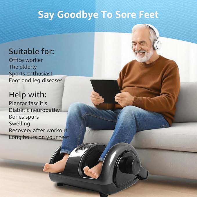 Foot Massager for Pain Relief and Improved Circulation - Shiatsu Deep Kneading with Heat for Plantar Fasciitis &amp Neuropathy Foot Calf Massager Gifts for Dad Men Women