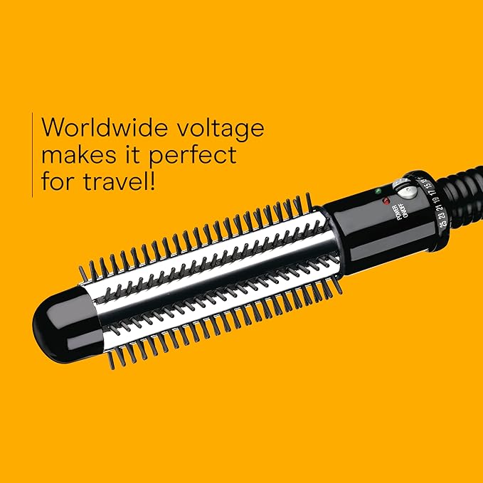 Conair Instant Heat Curling Iron Brush 1 1/4-Inch Barrel Curling Brush for Short Hair 30-Second Heat-Up with 25 Heat Settings for All Hair Types Black