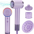 Hair Dryer High Speed Fast Drying Negative Ionic Portable Blow Dryer with 110000 RPM Brushless Motor Lightweight Low Noise Thermo-Control Hairdryer with Nozzle for Home (Royal Purple)