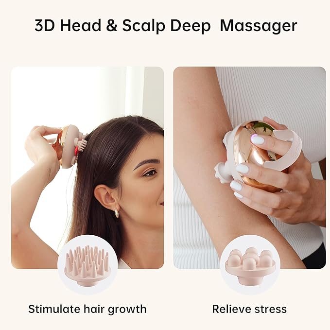 COMFIER Cordless Scalp Massager with 3 kneading ModesWaterproof Head Massage with 8 Claws for Deep CleansingBody Cat Head ScratcherGift for WomenGold