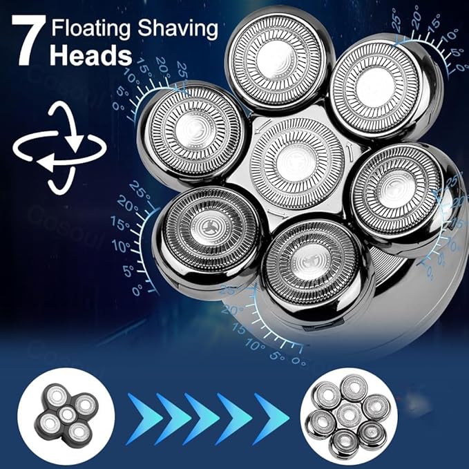 Head Shavers for Bald Men 5 in 1 Shaver for Men Electric Shaver Bald Head Shaver Hair Clipper for Bald Man Beard Trimmer Shaving Machine Bald Head Razor