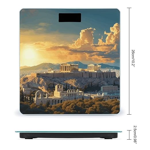 Acropolis Cityscape Skyline Scale for Body Weight Accurate Digital Bathroom Scale Toughened Glass High Precision Scales Smart Weight Scales with Large LCD Backlight Display Weighing Machine