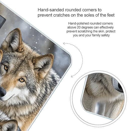 Different Colored Wolves Scale for Body Weight Digital Bathroom Scale Toughened Glass High Precision Scales for Body Weight with Large LCD Backlight Display Weight Scales