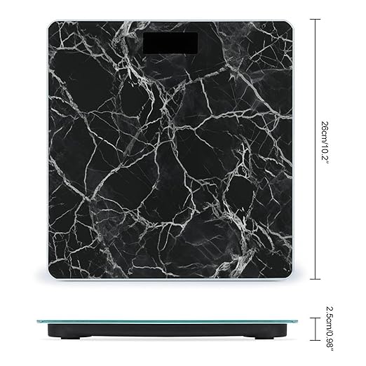 Black Marble Scale for Body Weight Highly Accurate Digital Bathroom Scale Sturdy Tempered Glass Weighing Scales with LCD Display Fashion Body Fat Smart Scales 400lb