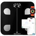 INEVIFIT Smart Body Fat Scale Highly Accurate Bluetooth Digital Bathroom Body Composition Analyzer Measures Weight Body Fat Water Muscle Visceral Fat &amp Bone Mass for Unlimited Users (Black)