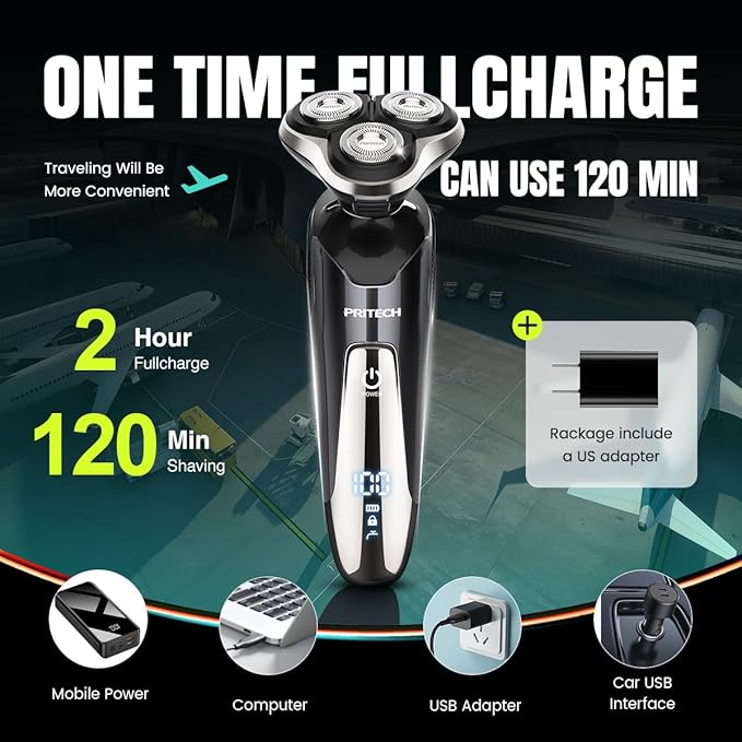 Electric Razor for Men - Rechargeable Electric Shaver for Men Rechargeable Waterproof Wet Dry Cordless Razor