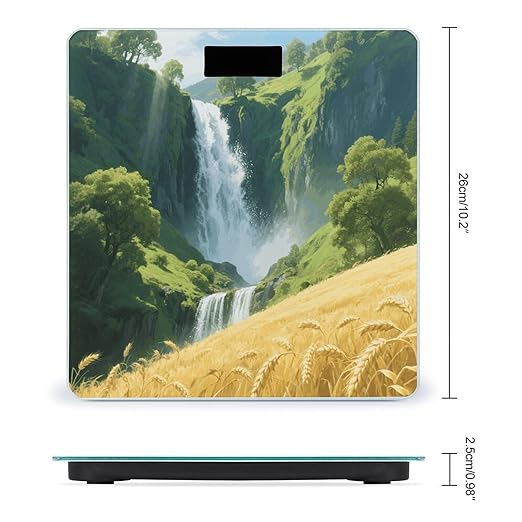 Green Landscape Weight Scale Large Digital Bathroom Scales with Bright LED Display Non Slip Digital Scale and Step On Fashion Weighing Machine for Body