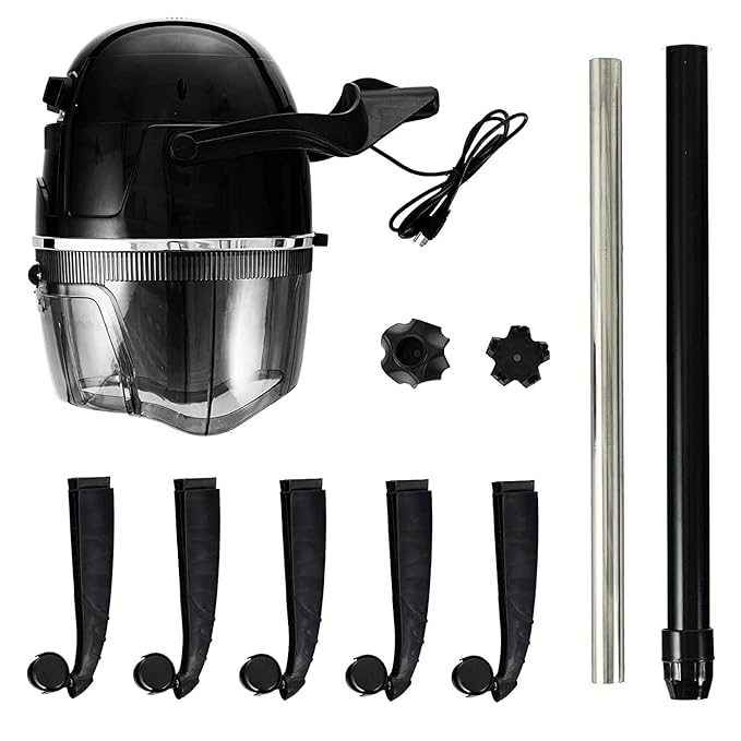 Adjustable Ionic Hooded Hair Dryer Professional Stand up Bonnet Hard Hat Dryer on Wheels Salon Barber Beauty Hair Treatment Styling Equipment