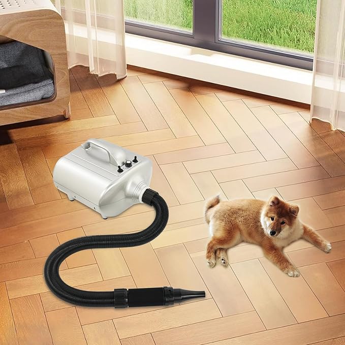 TFCFL Pet Grooming Hair Dryer 3600w Adjustable Temperature &amp Speed Dog Blower with 2 Nozzles Pet Dryer with Flexible Hose Safe Mesh Design for Home Pet Care Pet Shops Pet Beauty Shops ﻿ (Silv