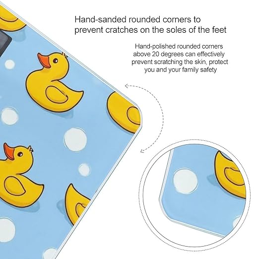 Digital Bathroom Weighing Scale Energy Saving Scale Smart Scale for Body Weight Yellow Rubber Ducks Soap Bubbles Blue