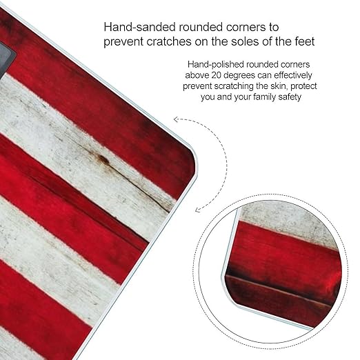 Digital Bathroom Weighing Scale Energy Saving Scale Smart Scale for Body Weight Baseball Rustic Wooden American Flag
