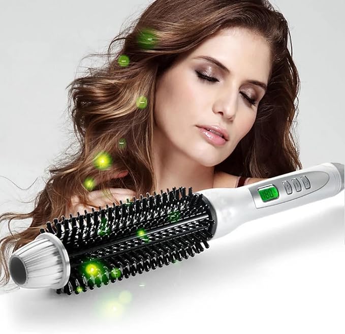 GeRRiT Professional Hair Curler Curling Iron Tourmaline Ceramic Hot Brush Hair Curling Brush Long Barrel Tourmaline Ceramic Dual Voltage Curling Brush Iron