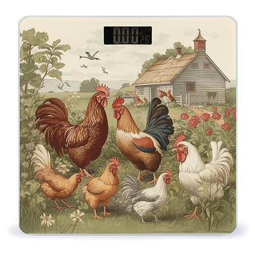 Chickens and Farm Scale for Body Weight Safe Rounded Corners Tempered Glass Digital Bathroom Scale LED Display 400lb Capacity Weight Scales with High Precision Sensors