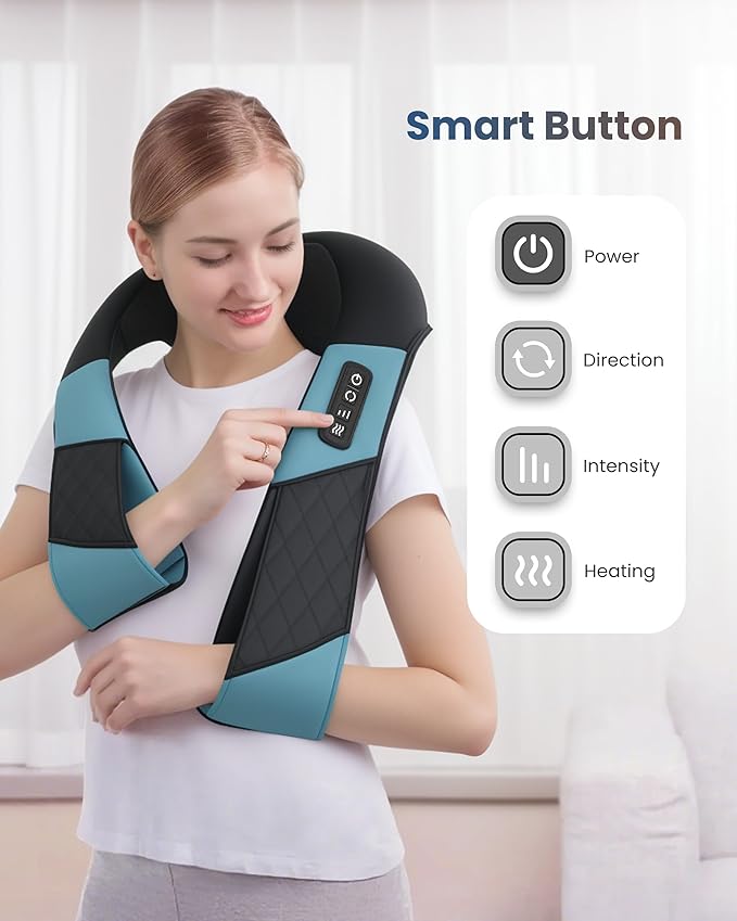 COMFIER FSA Eligible Cordless Neck Massager for Pain Relief Deep Tissue Shiatsu Shoulder Massager with Heat 3D Kneading Back Massager Pillow