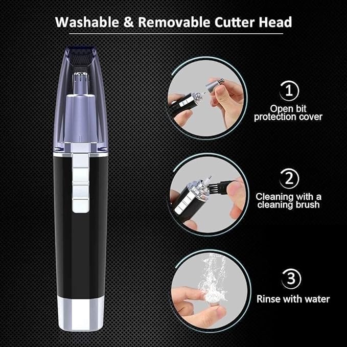 Nose and Ear Hair Trimmer Portable Nose Hair Trimmer for Men and Women Battery-Operated Stainless Steel Head Easy to Clean