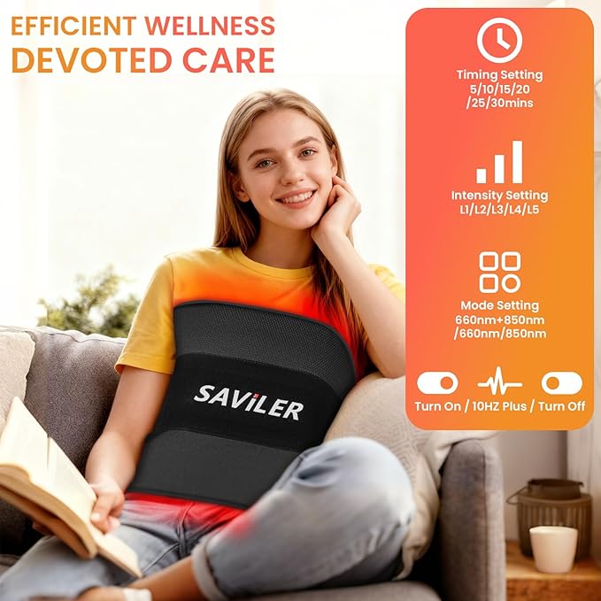 SAVILER® 24’’ x 13.8’’ Large Red Light Therapy Pad for Body 260 LEDs Light Therapy Mat with Timer 32W Near Infrared Light Therapy Wrap for Back Shoulder Joint Muscle Pain Relief