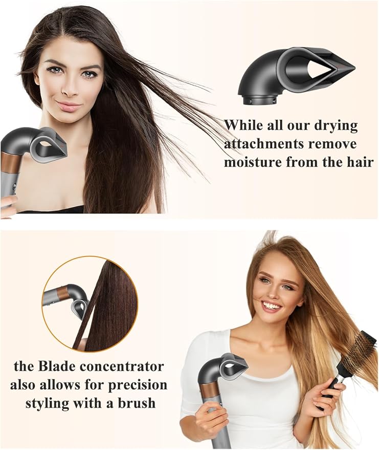 Small Round Volumizng Brush and Blade Concentrator Attachment for Dyson Airwrap HS01 HS05 HS08 for a Smooth More Aligned Finish and Defined Bouncy Curls