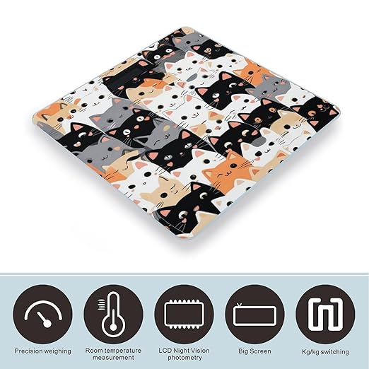 Women's Fashion Automatic Switch Digital Bathroom Weighing Scale Smart Scale Cute Cat Kitten Head Cartoon Cats