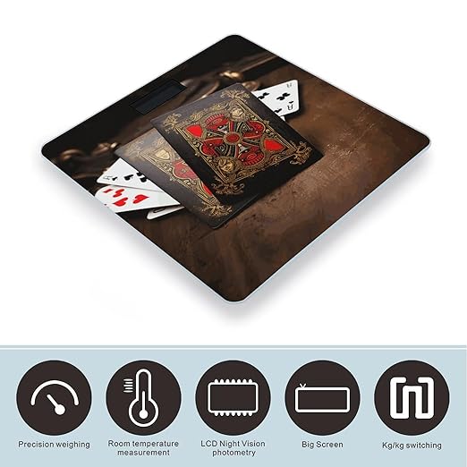 Playing Cards Bathroom Scale Ultra-Bright Liquid Crystal Screen Weight Scale Accurate Bathroom Body Scales for Body Weight Bathroom Pet Home Bedroom Gift-Giving